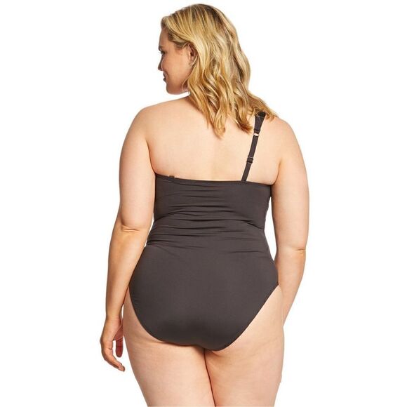 Kenneth Cole Reaction Plus Size 2X One Shoulder One Piece Swimsuit - Picture 4 of 7